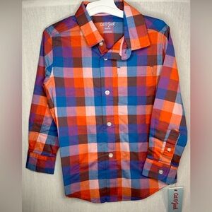 Cat and Jack - Kids Small (size 6-7) - Plaid Button Up Long Sleeve
